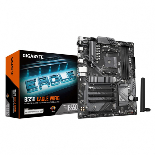 GIGABYTE B550 EAGLE WIFI6 Emaplaat - AMD Ryzen 5000 G-Series CPUs, 10+3+1 Phases VRM, up to 3200MHz DDR4, 1xPCIe 4.0 + 1xPCIe 3.0 M.2, 1GbE LAN, WIFI 6, USB 3.2 Gen 2