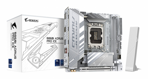 GIGABYTE B860I AORUS PRO ICE Emaplaat - Intel Core Ultra Series CPUs, 8+1+2+1 Phases VRM, up to 9200MHz DDR5, 1xPCIe 5.0 + 1xPCIe 4.0 M.2, 2.5GbE LAN, WIFI 7, Thunderbolt 4