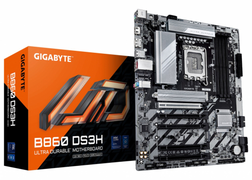 GIGABYTE B860 DS3H Emaplaat - Supports Intel Core Ultra CPUs, 8+1+2+2 phases VRM, up to 9066MHz DDR5, 1xPCIe 5.0 + 1xPCIe 4.0 M.2, 2.5 GbE LAN, USB 3.2 Gen 2x2