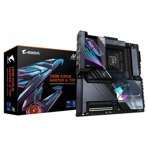 GIGABYTE Z890 AORUS MASTER AI TOP Emaplaat - Supports Intel Core Ultra (Series 2) CPUs, 20+1+2 phases VRM, up to 9500MHz DDR5 (OC), PCIe 5.0 M.2, Wi-Fi 7, Thunderbolt 4