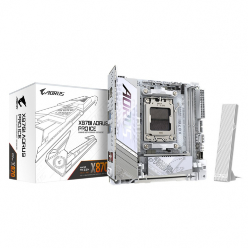 GIGABYTE X870I AORUS PRO ICE Emaplaat - Supports AMD Ryzen 9000 Series CPUs, 8+2+1 phases VRM, up to 8400MHz DDR5 (OC), 1xPCIe 5.0 M.2 + 1xPCIe 4.0 M.2, WI-FI 7, 2,5GbE LAN, USB 4