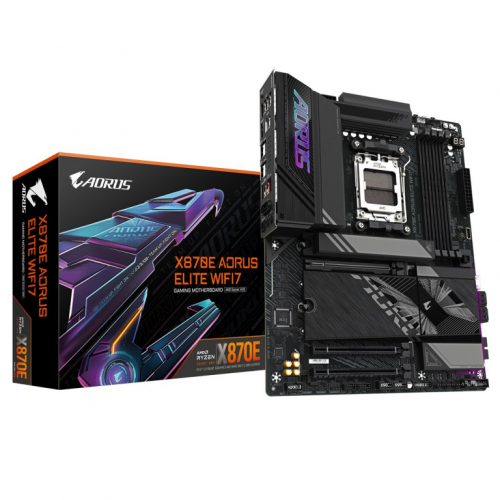 GIGABYTE X870E AORUS ELITE WIFI7 Emaplaat - Supports AMD Ryzen 9000 CPUs, 16+2+2 Phases Digital VRM, up to 8000Hz DDR5 (OC), 3xPCIe 5.0 + 1xPCIe 4.0, Wi-Fi 7, 2.5GbE LAN, USB 4