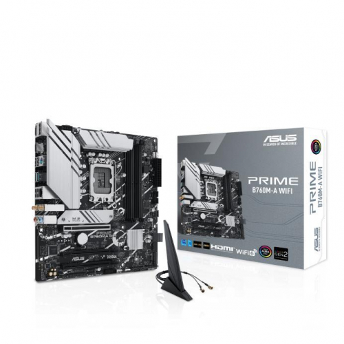 Mainboard|ASUS|Intel B760 Express|LGA1700|Micro-ATX|Memory DDR5|Memory slots 4|3xPCI-Express 4.0 16x|2xM.2|2xHDMI|1xDisplayPort|4xUSB 2.0|2xUSB 3.2|1xPS/2|1xRJ45|3xAudio port|PRIMEB760M-AWIFI