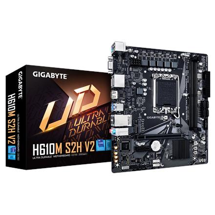 Gigabyte | H610M S2H V2 1.0 | Processor family Intel | Processor socket LGA1700 | DDR5 DIMM | Supported hard disk drive interfaces M.2, SATA | Number of SATA connectors 4