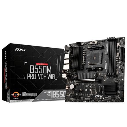 MSI | B550M PRO-VDH WIFI | Processor family AMD | Processor socket AM4 | DDR4 | Memory slots 4 | Chipset AMD B | Micro ATX