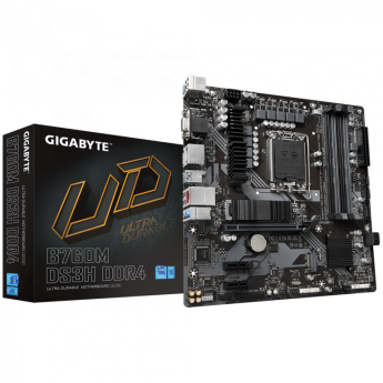 Gigabyte B760M DS3H DDR4 - 1.X - motherboard - micro ATX - LGA1700 Socket - B760 Chipset - USB 3.2 Gen 1, USB-C 3.2 Gen2 - 2.5 Gigabit LAN - onboard graphics (CPU required) 2x DP1.2 1x HDMI 2.1 1xD-Sub  - HD Audio (8-channel) - 2x M.2