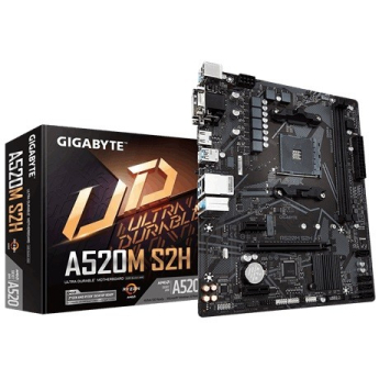 Gigabyte Emaplaat A520M S2H AM4 2DDR4 M.2 HDMI/DVI mATX