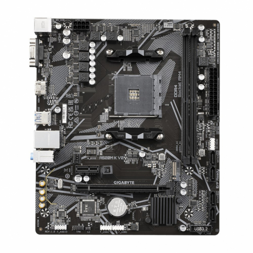 GIGABYTE A520M K V2 Motherboard - Supports AMD Ryzen 5000 Series AM4 CPUs, up to 5100MHz DDR4 (OC), PCIe Gen3 x4 M.2, GbE LAN, USB 3.2 Gen 1