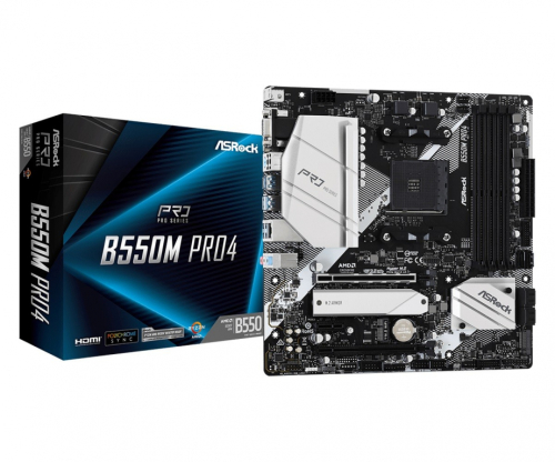 ASRock Motherboard B550M Pro4 AM4 4DDR4 HDMI/DP/D-SUB M.2 mATX