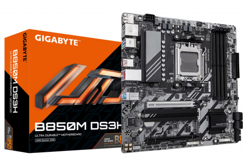 GIGABYTE B850M DS3H Emaplaat - AMD Ryzen 9000 Series CPUs, 16+2+2 Phases Digital VRM, up to 8200MHz DDR5 (OC), 1xPCIe 5.0 + 1xPCIe 4.0 M.2, 2.5 LAN, USB 3.2 Gen 2