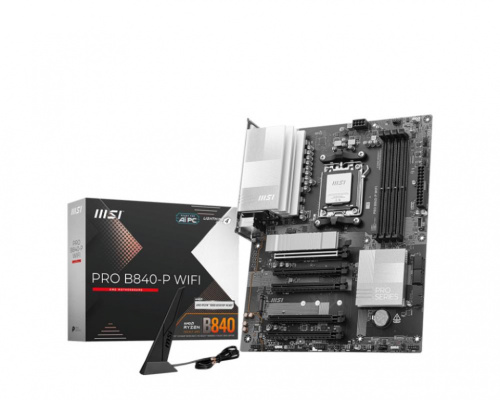 Mainboard|MSI|AMD B840|SAM5|ATX|Memory DDR5|Memory slots 4|5xPCI-Express 16x|2xM.2|1xHDMI|1xAudio-In|1xAudio-Out|1xMicrophone|4xUSB 2.0|3xUSB 3.2|1xUSB-C|1xRJ45|PROB840-PWIFI