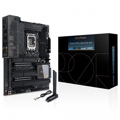 Mainboard|ASUS|Intel Z790|LGA1700|ATX|Memory DDR5|Memory slots 4|1xPCI-Express 4.0 16x|2xPCI-Express 5.0 16x|4xM.2|1xHDMI|2xDisplayPort|6xUSB 3.2|2xUSB4|2xRJ45|5xAudio port|PROARTZ790-CREATORWIFI