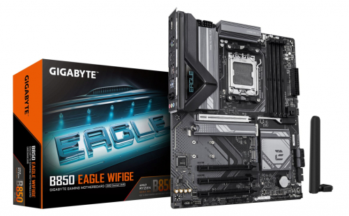 GIGABYTE B850 EAGLE WIFI6E Emaplaat - AMD Ryzen 9000 Series CPUs, 8+2+2 Phases Digital VRM, up to 8200MHz DDR5 (OC), 1xPCIe 5.0 + 2xPCIe 4.0 M.2, GbE LAN, WIFI 6E, USB 3.2 Gen 2