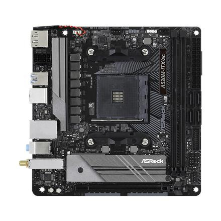 ASRock A520M-ITX/AC | Processor family AMD | Processor socket AM4 | DDR4 | Supported hard disk drive interfaces SATA, M.2 | Number of SATA connectors 4