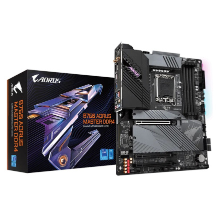 GIGABYTE B760 AORUS MASTER DDR4 Emaplaat - Supports Intel Core 14th Gen CPUs, 16*+1+1 Phases Digital VRM, up to 5333MHz DDR4 (OC), 3xPCIe 4.0 M.2, Wi-Fi 6E, 2.5GbE LAN, USB 3.2 Gen 2