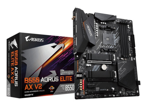 GIGABYTE B550 AORUS ELITE AX V2 Emaplaat - AMD Ryzen 5000 CPUs, 12+2 Phases VRM, up to 4733MHz DDR4, 1xPCIe 4.0 + 1xPCIe 3.0 M.2, Wi-Fi 6E, 2.5GbE LAN, USB 3.2 Gen 2