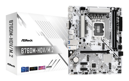 Asrock B760M-HDV/M.2 Emaplaat Intel B760 LGA 1700 micro ATX