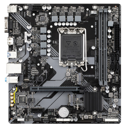 GIGABYTE B760M H DDR4 Emaplaat - Supports Intel Core 14th Gen CPUs, 6+1+1 Phases Digital VRM, up to 3200MHz DDR4 (OC), 2xPCIe 4.0 M.2, GbE LAN, USB 3.2 Gen1