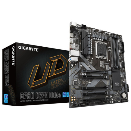 Gigabyte B760 DS3H DDR4 Emaplaat - Supports Intel Core 14th CPUs, 18+2+1 Phases Digital VRM, up to 5333MHz DDR4 (OC), 2xPCIe 4.0 M.2, GbE LAN, USB 3.2 Gen 2