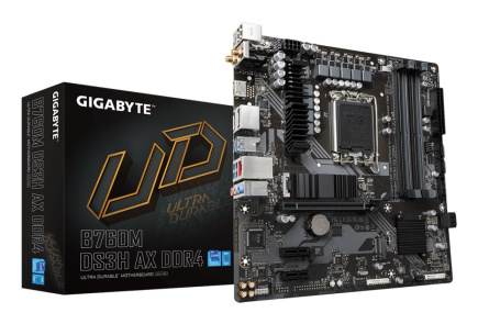 GIGABYTE B760M DS3H AX DDR4 Emaplaat - Supports Intel Core 14th Gen CPUs, 6+2+1 Phases Digital VRM, up to 5333MHz DDR4 (OC), 2xPCIe 4.0 M.2, Wi-Fi 6E, 2.5GbE LAN, USB 3.2 Gen2
