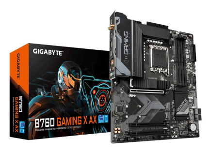 GIGABYTE B760 GAMING X AX Emaplaat - Supports Intel Core 14th Gen CPUs, 8+1+1 Phases Digital VRM, up to 7600MHz DDR5 (OC), 3xPCIe 4.0 M.2, Wi-Fi 6E, 2.5GbE LAN, USB 3.2 Gen 2