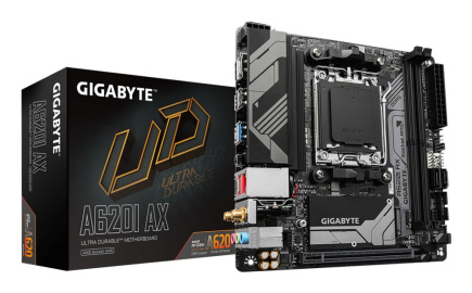 Gigabyte A620I AX 1.0 Processor family AMD Processor socket AM5 DDR5 DIMM Supported hard disk drive interfaces SATA, M.2 Number of SATA connectors 2