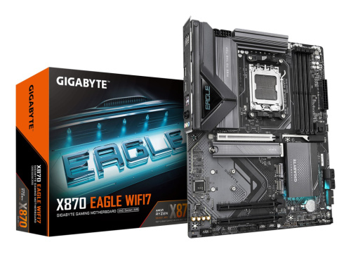 GIGABYTE X870 EAGLE WIFI7 Emaplaat - Supports AMD Ryzen 9000 CPUs, 14+2+2 phases VRM, up to 8000MHz DDR5 (OC), 1xPCIe 5.0 + 2xPCIe 4.0, Wi-Fi 7, 2.5GbE LAN, USB 4
