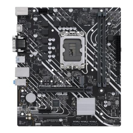 Asus | PRIME H610M-D D4 | Processor family Intel | Processor socket  LGA1700 | DDR4 DIMM | Memory slots 2 | Supported hard disk drive interfaces 	SATA, M.2 | Number of SATA connectors 4 | Chipset Intel H610 | mATX