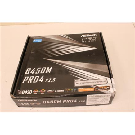 Taastatud. ASRock AMD AM4 B450/4DDR4/4SATA3 | ASRock | B450M PRO4 R2.0 | Processor family AMD | Processor socket AM4 | DDR4 | Supported hard disk drive interfaces SATA, M.2 | Number of SATA connectors 4 | USED, REFURBISHED, WITHOUT ORIGINAL PACKAGING AND