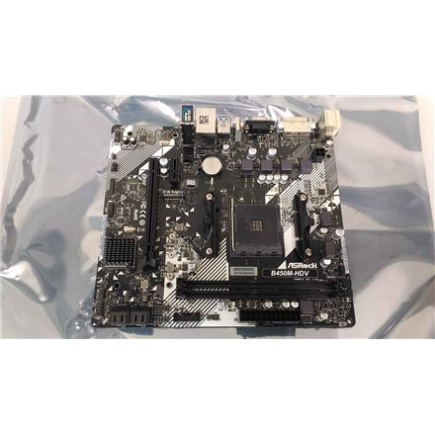 Taastatud. ASRock B450M-HDV R4.0 B450/2DDR4/4SATA3 | ASRock B450M-HDV R4.0 | Processor family AMD | Processor socket AM4 | DDR4 DIMM | Memory slots 2 | Supported hard disk drive interfaces 	SATA, M.2 | Number of SATA connectors 4 | Chipset AMD Promontory