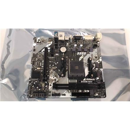 Taastatud. ASRock B450M-HDV R4.0 B450/2DDR4/4SATA3 | ASRock B450M-HDV R4.0 | Processor family AMD | Processor socket AM4 | DDR4 DIMM | Memory slots 2 | Supported hard disk drive interfaces 	SATA, M.2 | Number of SATA connectors 4 | Chipset AMD Promontory