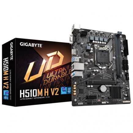 Gigabyte H510M H V2 Emaplaat - Supports Intel Core 11th CPUs, up to 3200MHz DDR4 (OC), 1xPCIe 3.0 M.2, GbE LAN, USB 3.2 Gen 1