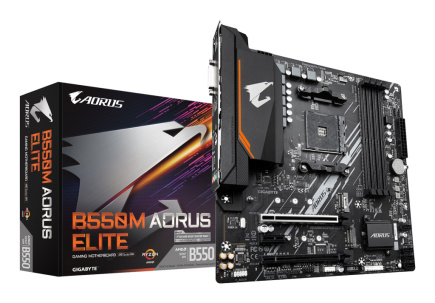GIGABYTE B550M AORUS ELITE Emaplaat - AMD Ryzen 5000 CPUs, 5+3 Phases VRM, up to 4733MHz DDR4, 1xPCIe 4.0 + 1xPCIe 3.0 M.2, 1GbE LAN, USB 3.2 Gen 1
