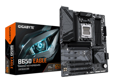 GIGABYTE B650 EAGLE Emaplaat - AMD Ryzen 9000 Series CPUs, 12+2+2 Phases VRM, up to 7600MHz DDR5 (OC), 1xPCIe 5.0 + 2xPCIe 4.0 M.2, GbE LAN, USB 3.2 Gen 2