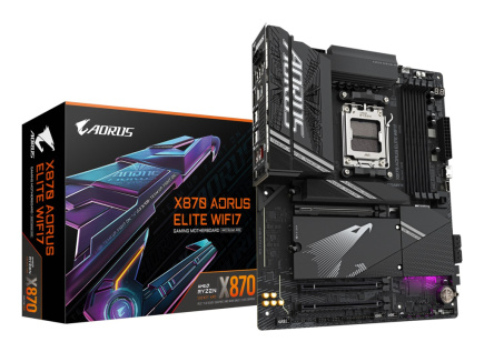 GIGABYTE X870 AORUS ELITE WIFI7 Emaplaat - Supports AMD Ryzen 9000 CPUs, 16+2+2 phases VRM, up to 8000MHz DDR5 (OC), 3xPCIe 5.0 + 1xPCIe 4.0, Wi-Fi 7, 2.5GbE LAN, USB 4