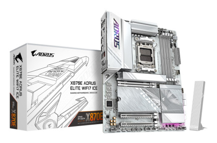 GIGABYTE X870E AORUS ELITE WIFI7 ICE Emaplaat - Supports AMD Ryzen 9000 CPUs, 16+2+2 Phases Digital VRM, up to 8200Hz DDR5 (OC), 3xPCIe 5.0 + 1xPCIe 4.0, Wi-Fi 7, 2.5GbE LAN, USB 4