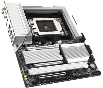 Gigabyte TRX50 AERO D - 1.0 - motherboard - extended ATX - Socket sTR5 - AMD TRX50 Chipset - USB 3.2 Gen 1, USB 3.2 Gen 2, USB4, USB-C 3.2 Gen 2x2 - 10 Gigabit LAN, 2.5 Gigabit LAN, Bluetooth, Wi-Fi 7 - HD Audio (8-channel) 