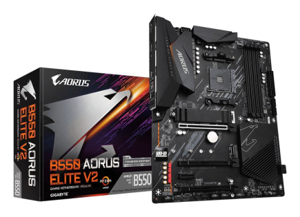GIGABYTE B550 AORUS ELITE V2 Emaplaat - AMD Ryzen 5000 CPUs, 12+2 Phases VRM, up to 4733MHz DDR4, 1xPCIe 4.0 + 1xPCIe 3.0 M.2, 2.5GbE LAN, USB 3.2 Gen 2