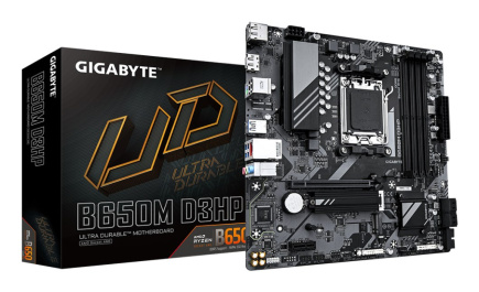 GIGABYTE B650M D3HP Emaplaat - AMD Ryzen 9000 Series CPUs, 5+2+2 Phases VRM, up to 7600MHz DDR5 (OC), 2xPCIe 4.0 M.2, 2.5GbE LAN, USB 3.2 Gen 1