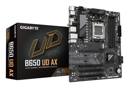 GIGABYTE B650 UD AX Emaplaat - AMD Ryzen 9000 Series CPUs, 6+2+2 Phases VRM, up to 7600MHz DDR5 (OC), 1xPCIe 5.0 + 2xPCIe 4.0 M.2, GbE LAN, WIFI 6, USB 3.2 Gen 2