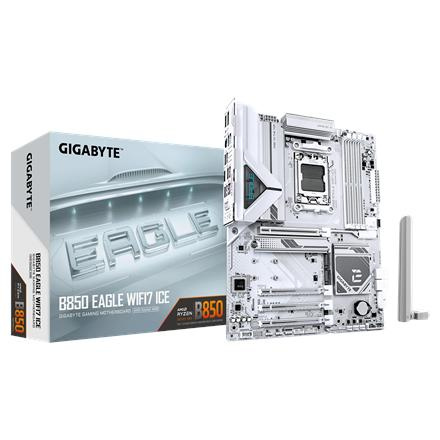 Gigabyte B850 EAGLE WF7 ICE | Processor family AMD | Processor socket AM5 | DDR5 | Supported hard disk drive interfaces SATA, M.2 | Number of SATA connectors 4