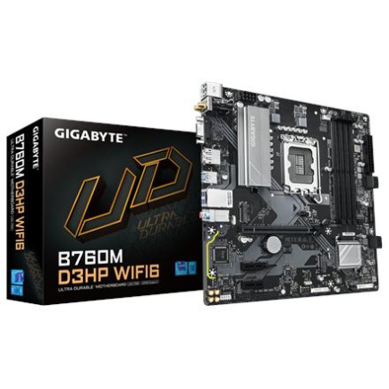 Gigabyte B760M D3HP WIFI6 | Processor family Intel | Processor socket LGA1700 | DDR5 | Supported hard disk drive interfaces M.2, SATA | Number of SATA connectors 4