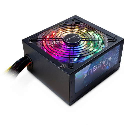 Power Supply INTER-TECH Argus RGB, 80PLUS Bronze, 600W, Retail, 1x140 Fan, 1x20+4Pin, 4+4Pin, 2xPCI-e 6+2Pin, 3x4Pin (Molex), 6xSATA, 1xFDD (Rev. 2)