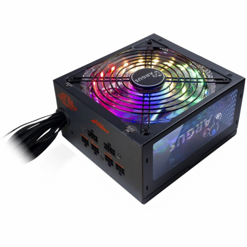 Power Supply INTER-TECH Argus RGB 750W CM, 80PLUS Gold, 140mm fan with 21 ultra bright LEDs,Switchable illumination, Acrylic glass side panel, active PFC, 4xPCI-e, OPP/OVP/SCP protection, semi-modular Cable management (Rev. 2)