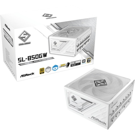 850W ASRock Steel Legend SL-850GW 850W ATX 80+ Gold Valge retail