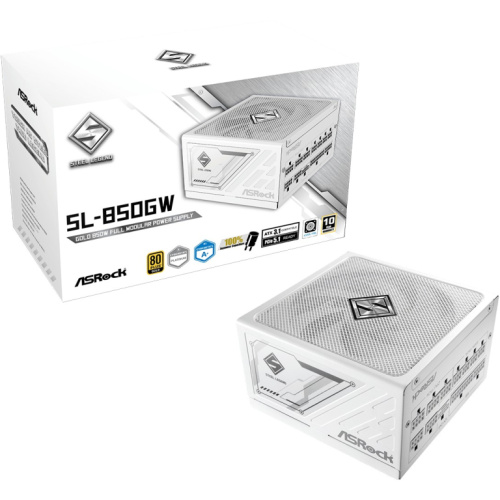 850W ASRock Steel Legend SL-850GW 850W ATX 80+ Gold Valge retail