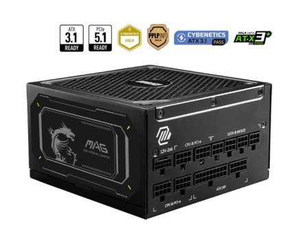 Power Supply|MSI|MAG A1000GL PCIE5 II|ATX 3.1|1000 Watts|Efficiency 80 PLUS GOLD|PFC Active|MAGA1000GLPCIE5II